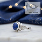 [KI] Lapislazuliring aus Silber mit Maßangaben zu Ring und Edelstein