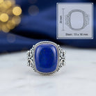 [KI] Lapislazuliring aus Silber mit Maßangaben zu Ring und Edelstein