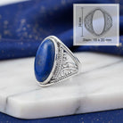 [KI] Lapislazuliring aus Silber mit Maßangaben zu Ring und Edelstein