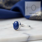 [KI] Lapislazuliring aus Silber mit Maßangaben zu Ring und Edelstein
