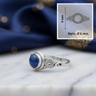 [KI] Lapislazuliring aus Silber mit Maßangaben zu Ring und Edelstein