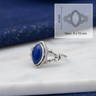 [KI] Lapislazuliring aus Silber mit Maßangaben zu Ring und Edelstein