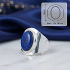 [KI] Lapislazuliring aus Silber mit Maßangaben zu Ring und Edelstein