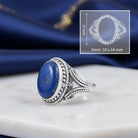 [KI] Lapislazuliring aus Silber mit Maßangaben zu Ring und Edelstein