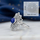 [KI] Lapislazuliring aus Silber mit Maßangaben zu Ring und Edelstein