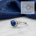 [KI] Lapislazuliring aus Silber mit Maßangaben zu Ring und Edelstein