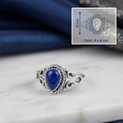 [KI] Lapislazuliring aus Silber mit Maßangaben zu Ring und Edelstein