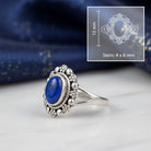 [KI] Lapislazuliring aus Silber mit Maßangaben zu Ring und Edelstein