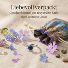 [KI] Silberring mit Lapislazuli und Geschenkbeutel aus recyceltem Sari