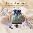 [KI] Silberring mit Lapislazuli und Geschenkbeutel aus recyceltem Sari