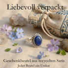 [KI] Silberring mit Lapislazuli und Geschenkbeutel aus recyceltem Sari