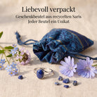 [KI] Silberring mit Lapislazuli und Geschenkbeutel aus recyceltem Sari