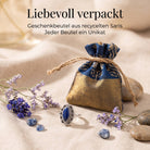 [KI] Silberring mit Lapislazuli und Geschenkbeutel aus recyceltem Sari