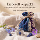 [KI] Silberring mit Lapislazuli und Geschenkbeutel aus recyceltem Sari