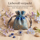 [KI] Silberring mit Lapislazuli und Geschenkbeutel aus recyceltem Sari