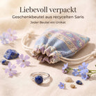 [KI] Silberring mit Lapislazuli und Geschenkbeutel aus recyceltem Sari