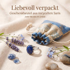[KI] Silberring mit Lapislazuli und Geschenkbeutel aus recyceltem Sari