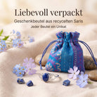 [KI] Silberring mit Lapislazuli und Geschenkbeutel aus recyceltem Sari