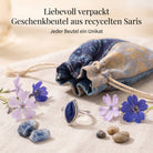 [KI] Silberring mit Lapislazuli und Geschenkbeutel aus recyceltem Sari