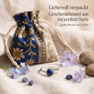 [KI] Silberring mit Lapislazuli und Geschenkbeutel aus recyceltem Sari