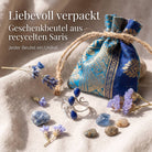 [KI] Silberring mit Lapislazuli und Geschenkbeutel aus recyceltem Sari