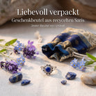 [KI] Silberring mit Lapislazuli und Geschenkbeutel aus recyceltem Sari