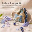 [KI] Silberring mit Lapislazuli und Geschenkbeutel aus recyceltem Sari
