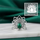 [KI] Malachitring aus Silber mit Maßangaben zu Ring und Edelstein