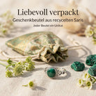 [KI] Silberring mit Malachit und Geschenkbeutel aus recyceltem Sari