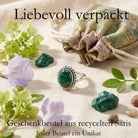 [KI] Silberring mit Malachit und Geschenkbeutel aus recyceltem Sari