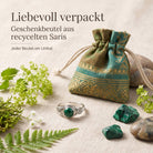 [KI] Silberring mit Malachit und Geschenkbeutel aus recyceltem Sari