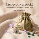[KI] Silberring mit Malachit und Geschenkbeutel aus recyceltem Sari