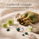 [KI] Silberring mit Malachit und Geschenkbeutel aus recyceltem Sari