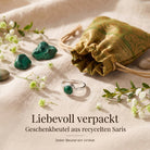 [KI] Silberring mit Malachit und Geschenkbeutel aus recyceltem Sari