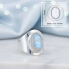 [KI] Mondsteinring aus Silber mit Maßangaben zu Ring und Edelstein