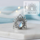 [KI] Mondsteinring aus Silber mit Maßangaben zu Ring und Edelstein