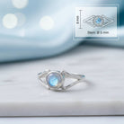 [KI] Mondsteinring aus Silber mit Maßangaben zu Ring und Edelstein