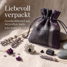 [KI] Silberring mit Onyx und Geschenkbeutel aus recyceltem Sari