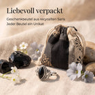 [KI] Silberring mit Onyx und Geschenkbeutel aus recyceltem Sari