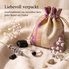 [KI] Silberring mit Onyx und Geschenkbeutel aus recyceltem Sari