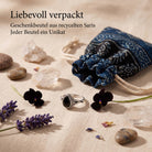 [KI] Silberring mit Onyx und Geschenkbeutel aus recyceltem Sari