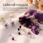 [KI] Silberring mit Onyx und Geschenkbeutel aus recyceltem Sari
