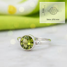 [KI] Peridotring aus Silber mit Maßangaben zu Ring und Edelstein