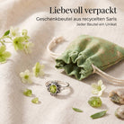 [KI] Silberring mit Peridot und Geschenkbeutel aus recyceltem Sari