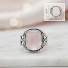 [KI] Rosenquarzring aus Silber mit Maßangaben zu Ring und Edelstein