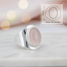 [KI] Rosenquarzring aus Silber mit Maßangaben zu Ring und Edelstein