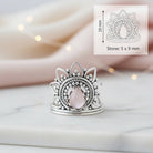 [KI] Rosenquarzring aus Silber mit Maßangaben zu Ring und Edelstein