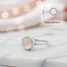 [KI] Rosenquarzring aus Silber mit Maßangaben zu Ring und Edelstein
