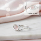 [KI] Rosenquarzring aus Silber mit Maßangaben zu Ring und Edelstein