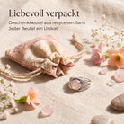 [KI] Silberring mit Rosenquarz und Geschenkbeutel aus recyceltem Sari